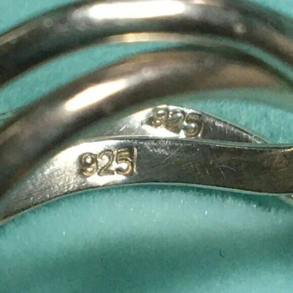 Sterling Silver Ring Set Wave Band Rings Size 7 Stacking Matching Couples Rings - Picture 2 of 9
